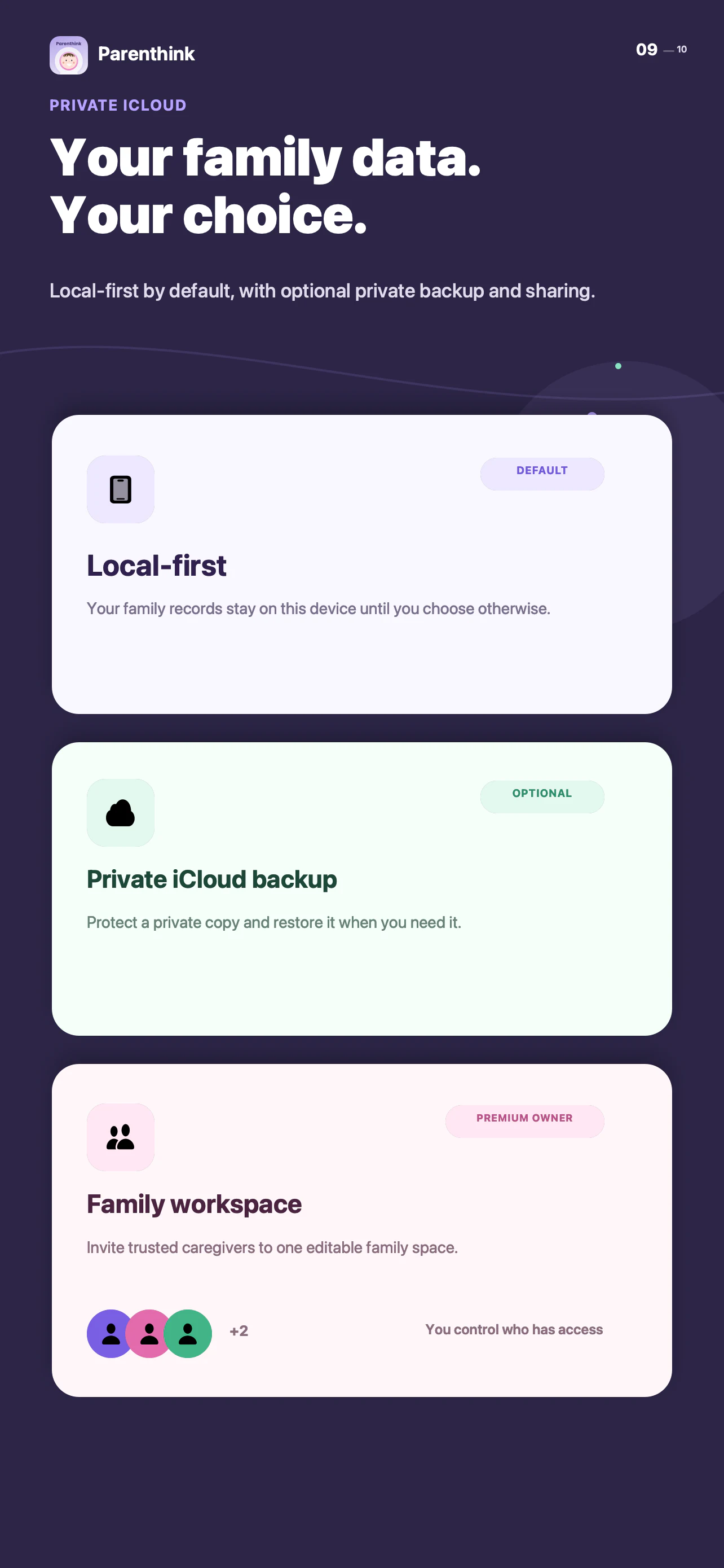 Parenthink private iCloud backup and family workspace options